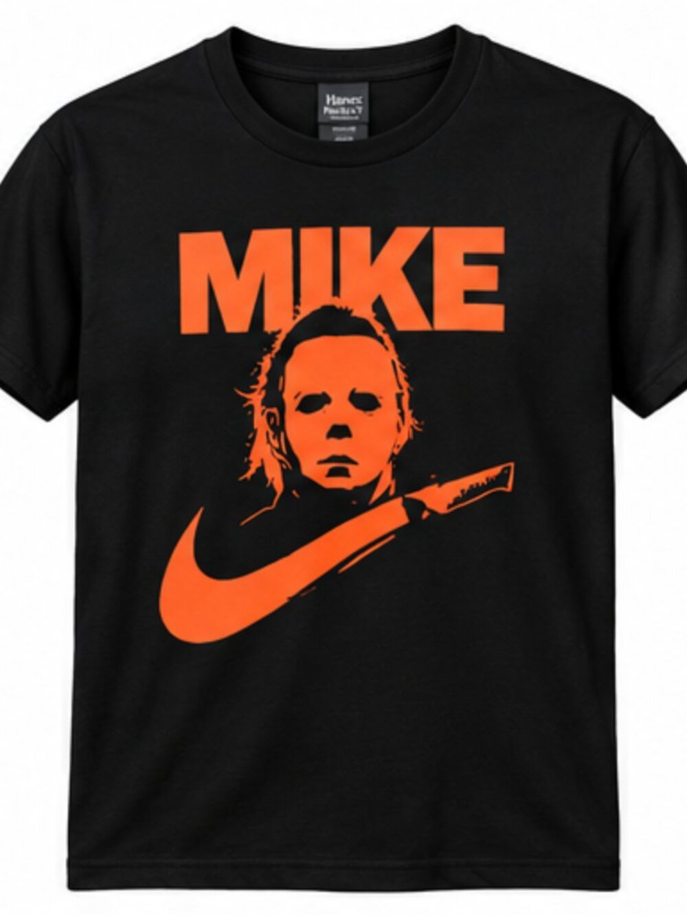 Michael Myers Halloween T Shirt Mike Myers Swish Ringspun Or/BL Custom
